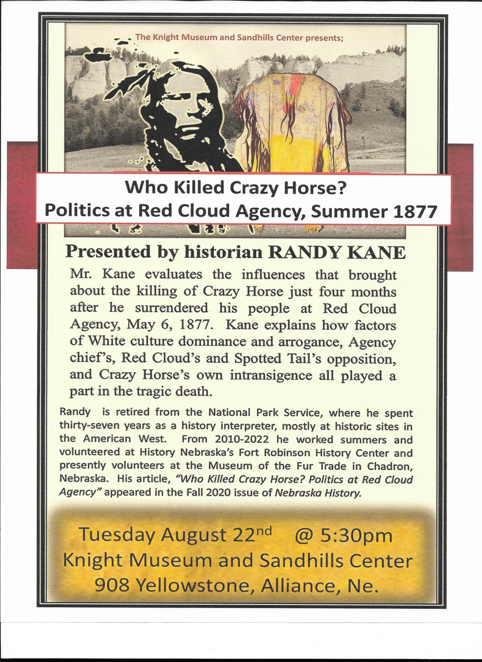 Who Killed Crazy Horse? with Randy Kane – Knight Museum and Sandhills ...